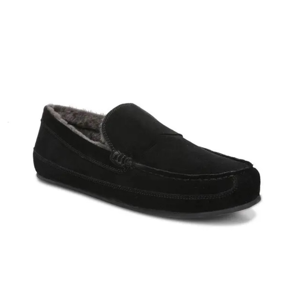 Vince Gibson Black Suede Shearling Fur Lined Slipper Moccasin Loafer Men's 11